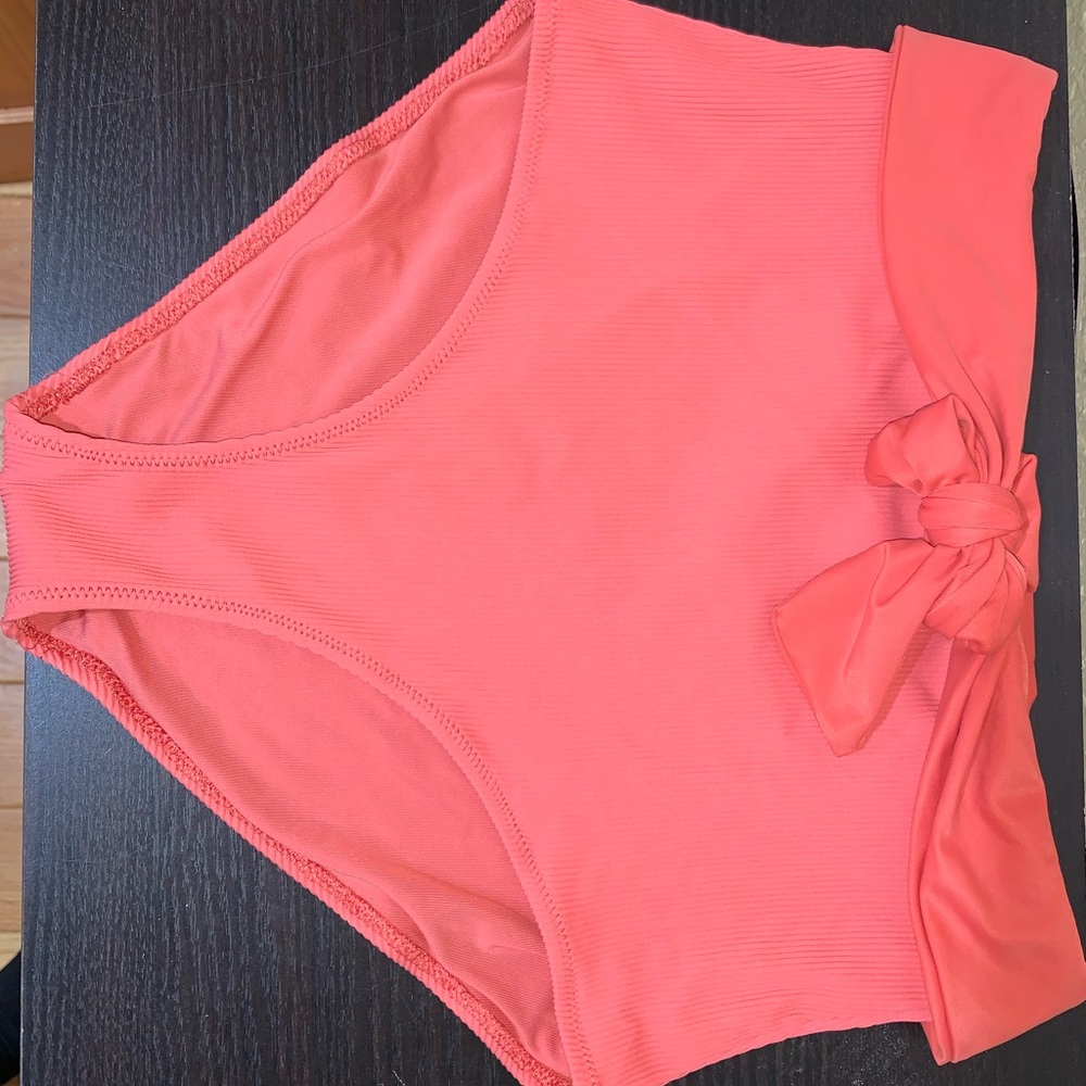 Aerie Pink Tie Waist High Rise Bikini Bottoms